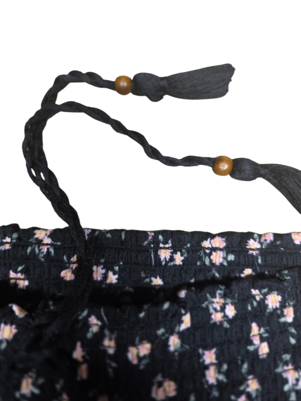 Pink Floral On Black Elastic Waist Shorts - Picture 2 of 5